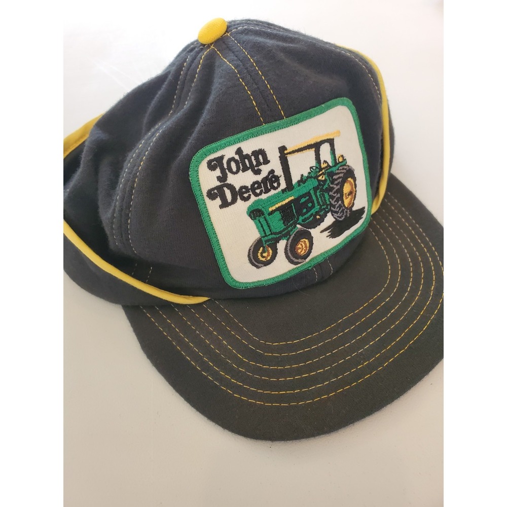 VTG John Deere Tractor Rope Hat Adult One‎ Size Black Yellow Farm Cap